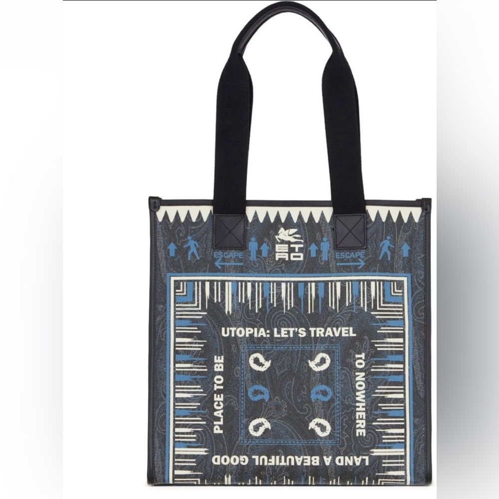 NWT $890 Etro Men’s Tote Bag Paisley printed Opened Handbag iPad computer Tablet